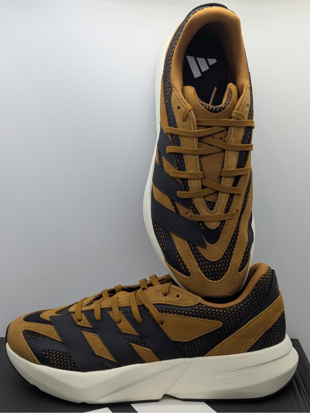 Mens Size 11.5 Adidas Lightblaze Black Brown Off-White Running Shoes JQ7198 New